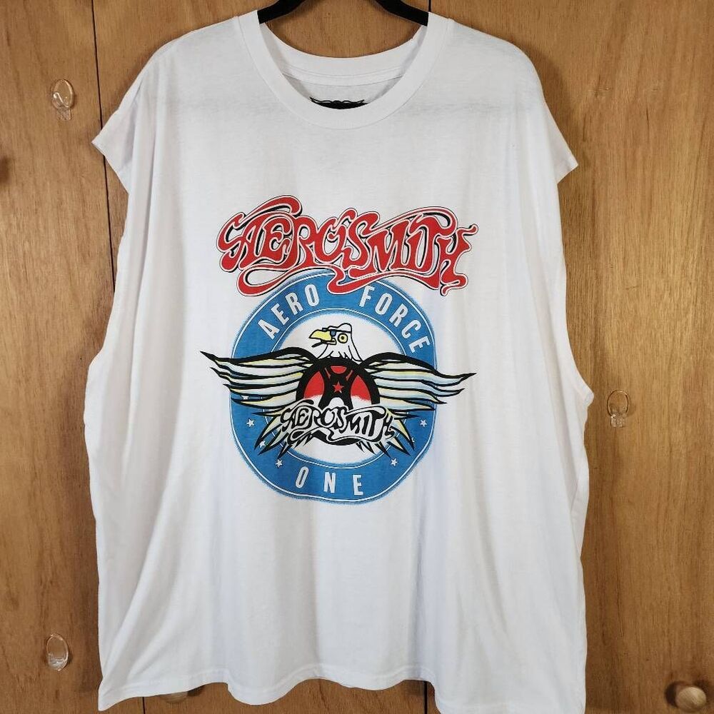 Aerosmith Aero Force One White Sleeveless Graphic Tshirt Size 3XL